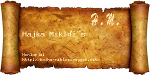 Hajka Miklós névjegykártya